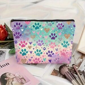 Colorful Paw Print Cosmetic Bag